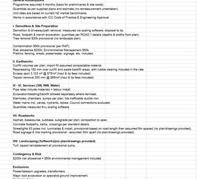 Assumptions document example